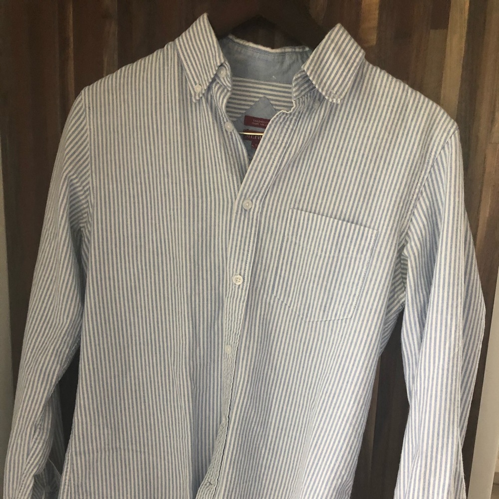 Merona blue and white striped button up